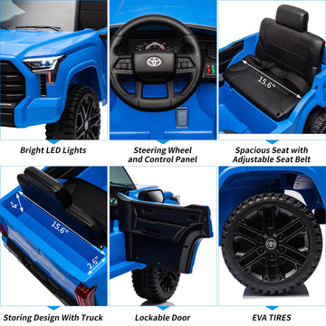 12V Ride on Car for Kids, Licensed Toyota Ride on Truck, Battery Powered Electric Car with Music, LED Lights, Suspension System,
