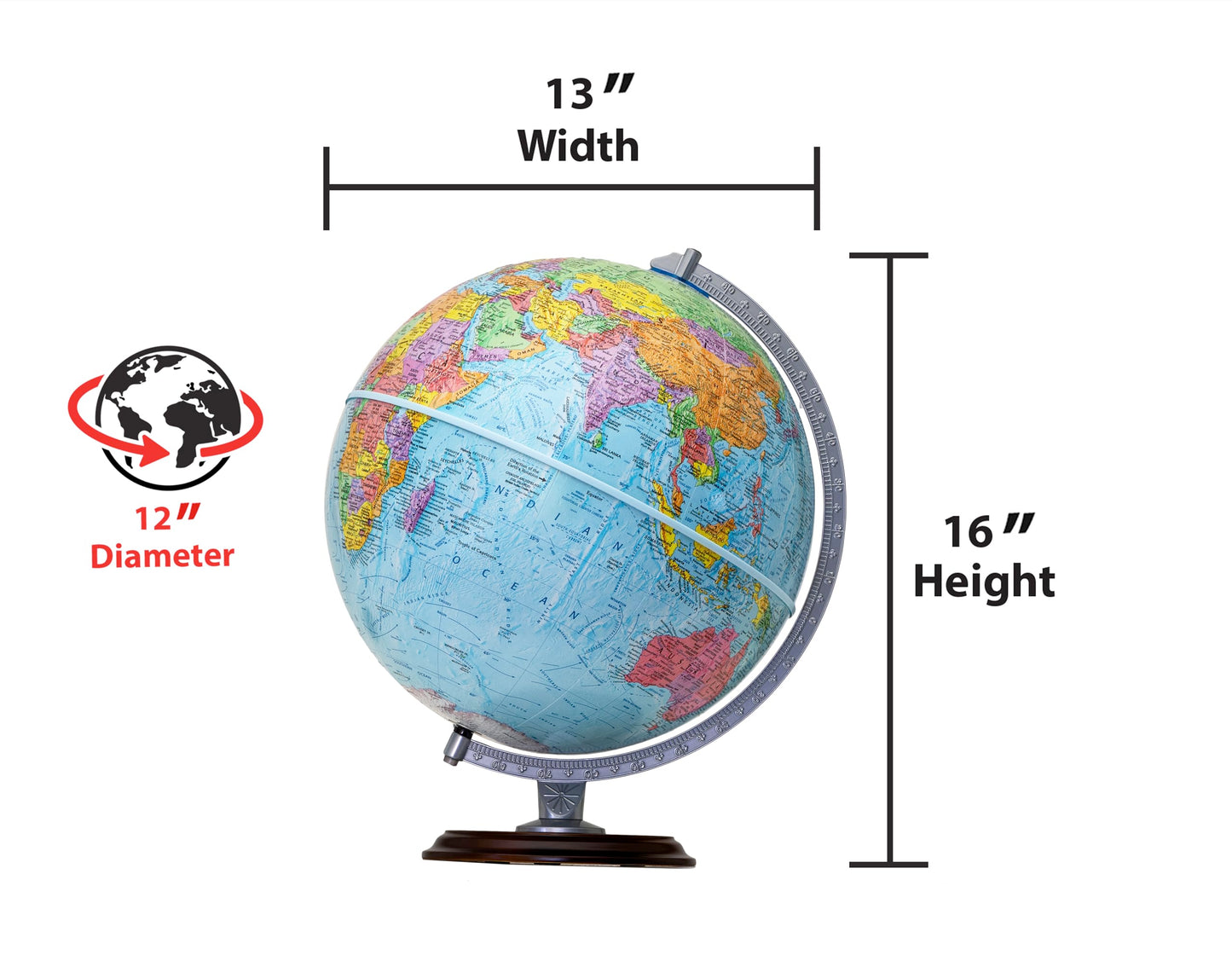 Replogle Easy To Assemble Student - Educational Classic World globe  Blue Ocean  Raised Relief feature  including a bonus map  made in USA  12/30cm diameter. In minutes you will have this globe assembled and ready for use. (Ready To Assemble- Blue)