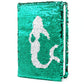 Sequin Girls Journal For Kids, 8.5X5.5 Inches 160 Lined Pages Diary For Girls Mermaid Reversible Flip Sequence Notebook For Teenage Pre School Writing Drawing Travel Gifts (Jellyfish Green-Sliver)