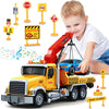SpringFlower 15'' Large Tow Truck Toy, Toy for 3 4 5 6 Years Old Boy Toddlers, Truck Vehicle Toy with Racing Car, Traffic Signs,