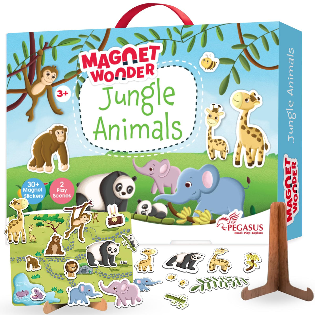 Popcorn Magnet Wonder Board And Puzzle Game For Kids, Magnetic Animal Stickers Puzzles With Display Stand, Creative Learning Toy