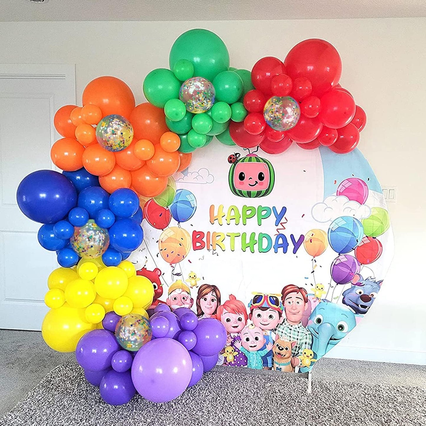 Dagelar Red Yellow Blue Balloons, Rainbow Assorted Latex Balloons, Red Blue Green Yellow With Colourful Confetti Balloons, For B