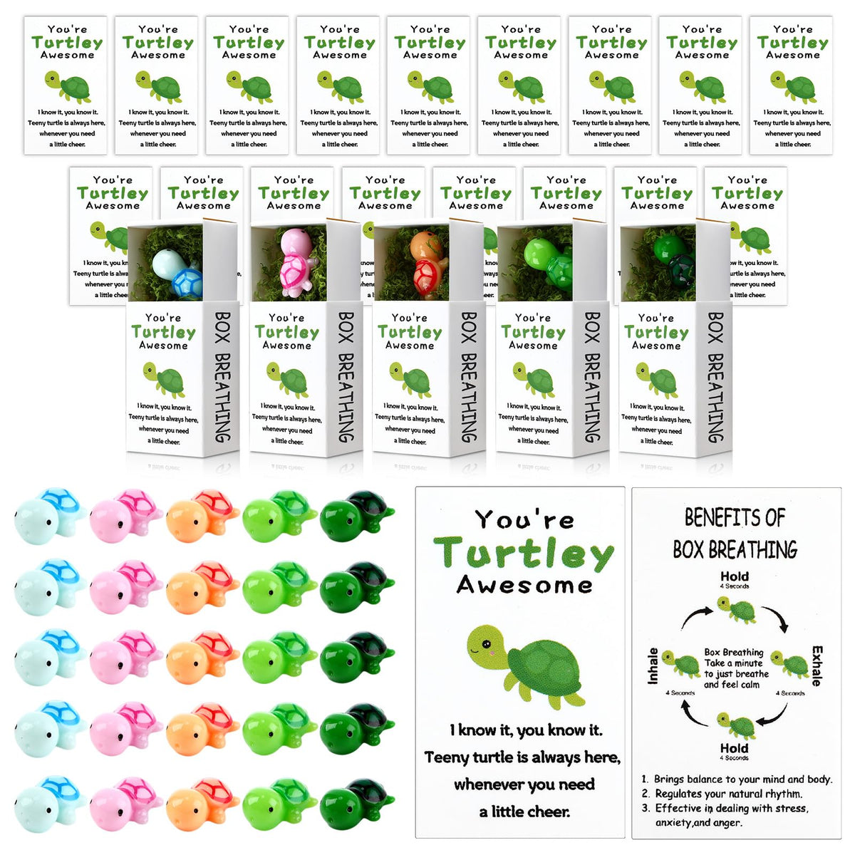 50 Sets Employee Appreciation Gifts Bulk Youre Turtley Awesome Breathing Box Gifts Team Building Support Inspirational Positive