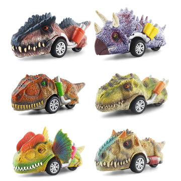 DINOBROS Dinosaur Toys for Kids 3-5, Pull Back Dinosaur Cars for 3 4 5 6 7 Year Old Boys Girls 6 Pack Dino Toys Gifts for Toddle
