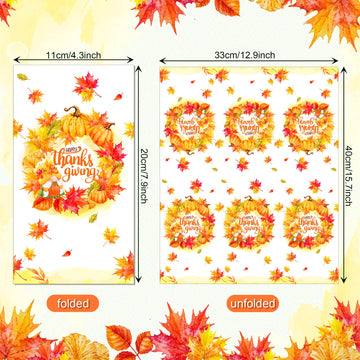 Thanksgiving Pumpkin Disposable Paper Napkins with Pumpkin Maple Leaf & Thankful Design, Thankful Hand Paper Towels for Thanksgi