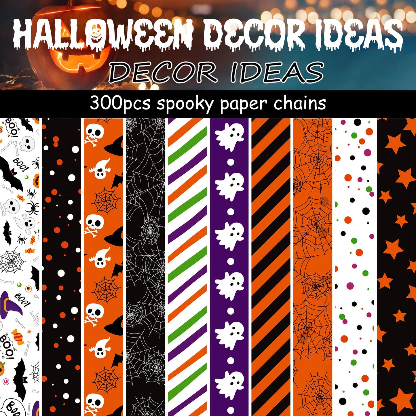 ASTARON 600 Links Halloween Paper Chains Halloween Paper Craft Kit for Spooky Party Decorations