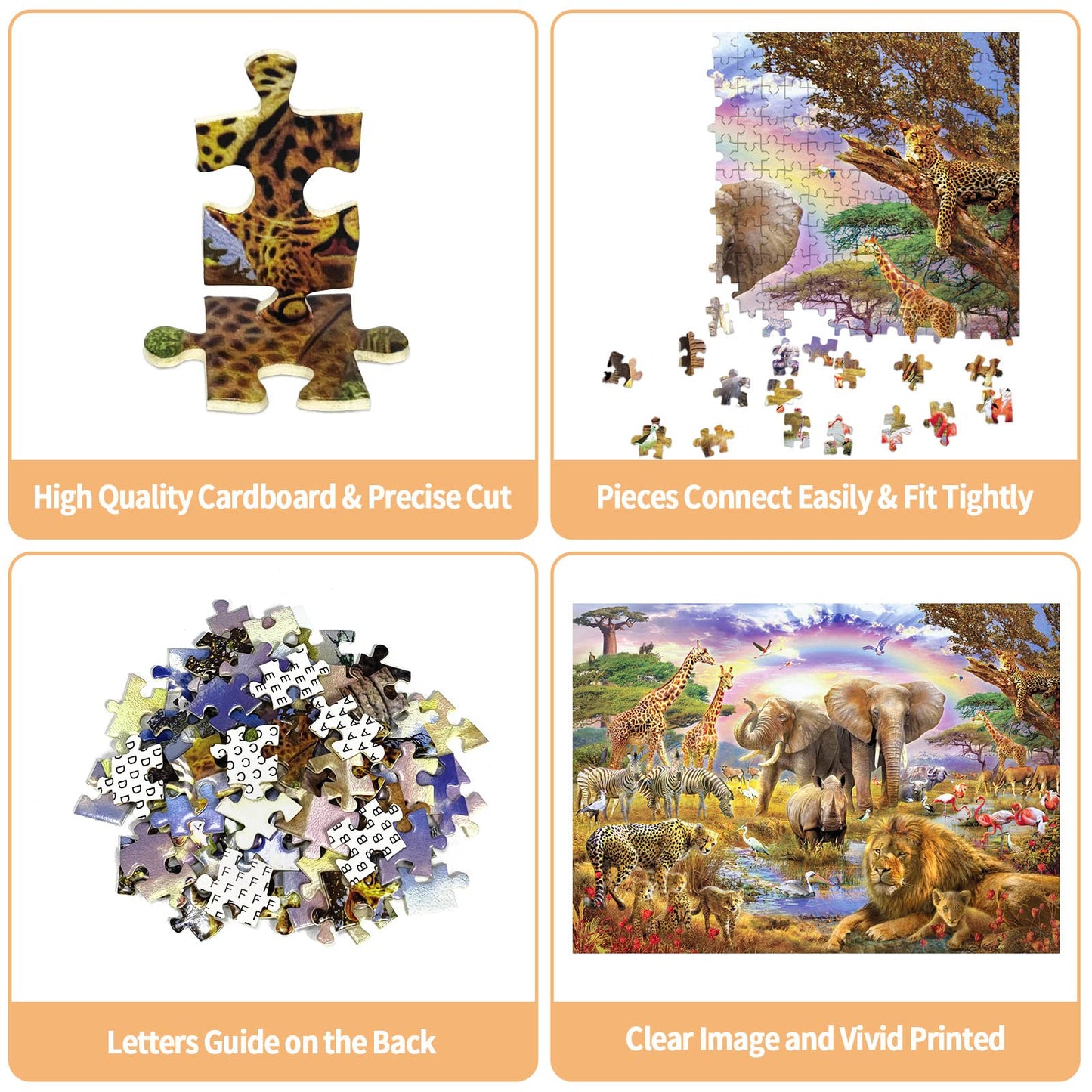 Jigsaw Puzzles 1000 Pieces African Animal Puzzles Animal World Jigsaw Puzzles for mature-themed Teens Kids Jungle Scene Jigsaw Puzzles Game Toy Gift Home Decoration