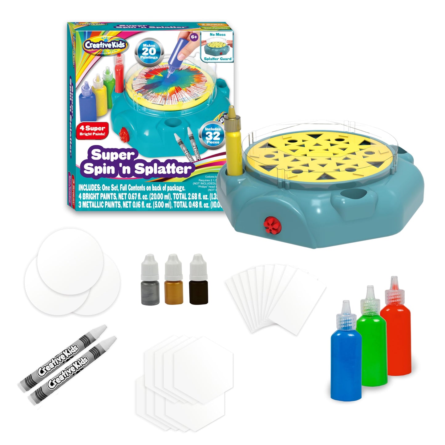 Creative Kids Super Spin n Splatter Art Machine Artas and Crafts for Boys and Girls Ages - Painting Spinner Toys for Kids - Gif