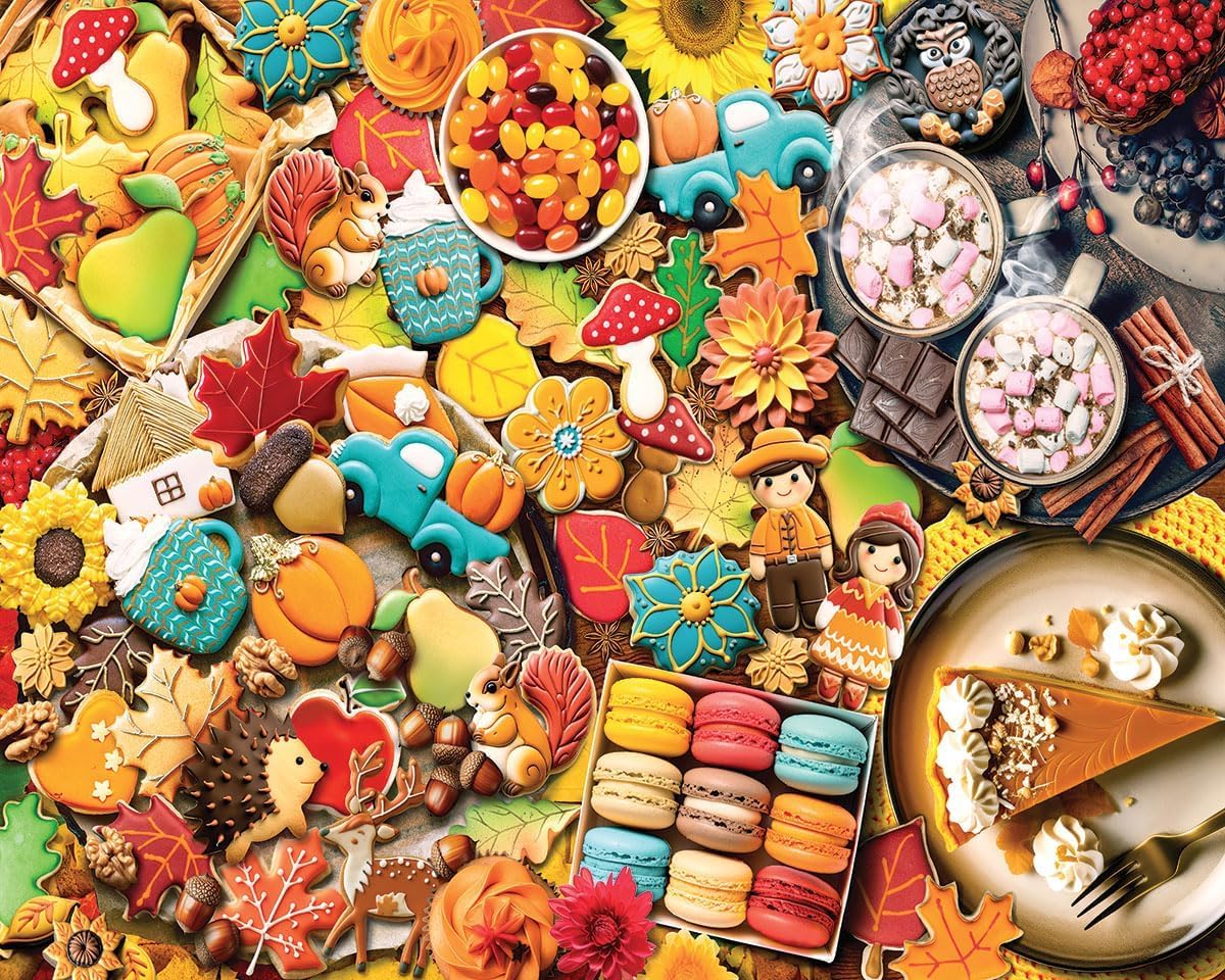 White Mountain Fall Treats Thanksgiving Puzzles 1000 Pieces Jigsaw Puzzle for Fall and Autumn