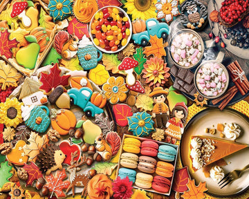 White Mountain Fall Treats Thanksgiving Puzzles 1000 Pieces Jigsaw Puzzle for Fall and Autumn