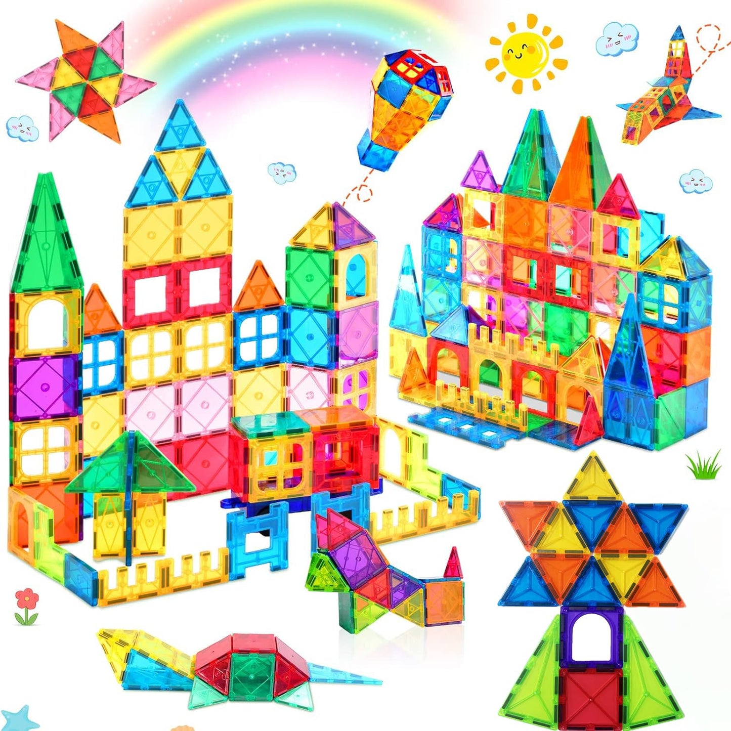 Lati Magnetic Tiles For Kids, Magnetic Blocks Building Sensory Montessori Toys Stem Educational Magnet Toy For Toddler Preschool Learning Construction Toys For Boys Girls Ages 3-8