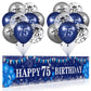 Rumia Blue 75Th Birthday Decorations For Men Women, Navy Blue Silver Happy 75Th Birthday Yard Banner, Blue 75Th Birthday Balloons For 75Th Birthday Anniversary Party Decorations Supplies (A9143)