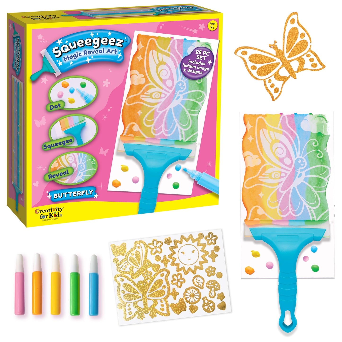 Creativity for Kids Squeegeez Magic Reveal Craft Kit: Butterfly - Kids Painting Art Activity, Gifts for Girls and Boys Ages 7-12
