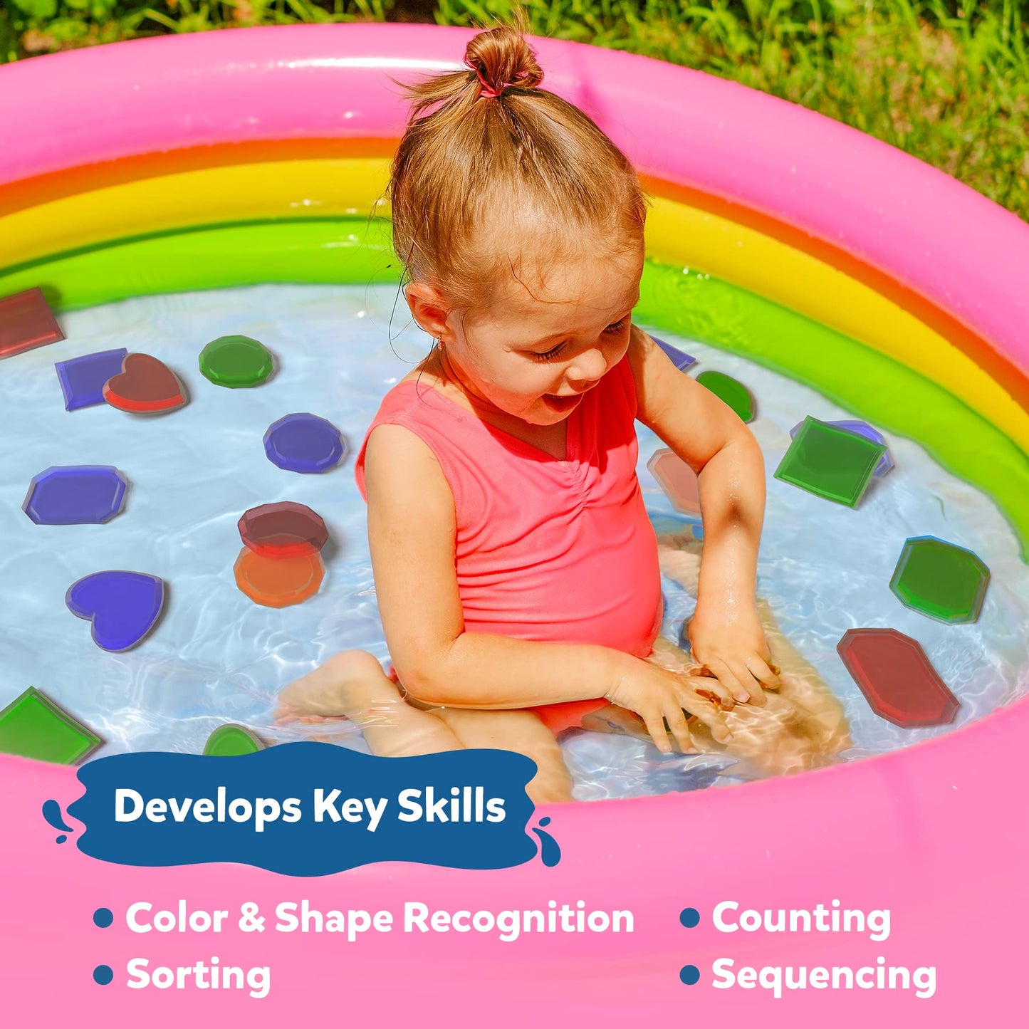 Skillmatics Seek & Splash Bath Toys - Search And Find Gem Game, Bathtub, Baby Pool & Summer Toys For Toddlers, Kids, Preschoolers, Waterproof Cards, Gifts For Boys & Girls Ages 3, 4, 5, 6