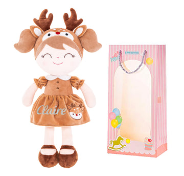 Gloveleya Personalized Doll With Your Name - Cute Brown Deer Custom Soft Plush Doll For Girls Plush Doll Customized Gifts - Muñecas De Trapo Personalizadas Para Niñas