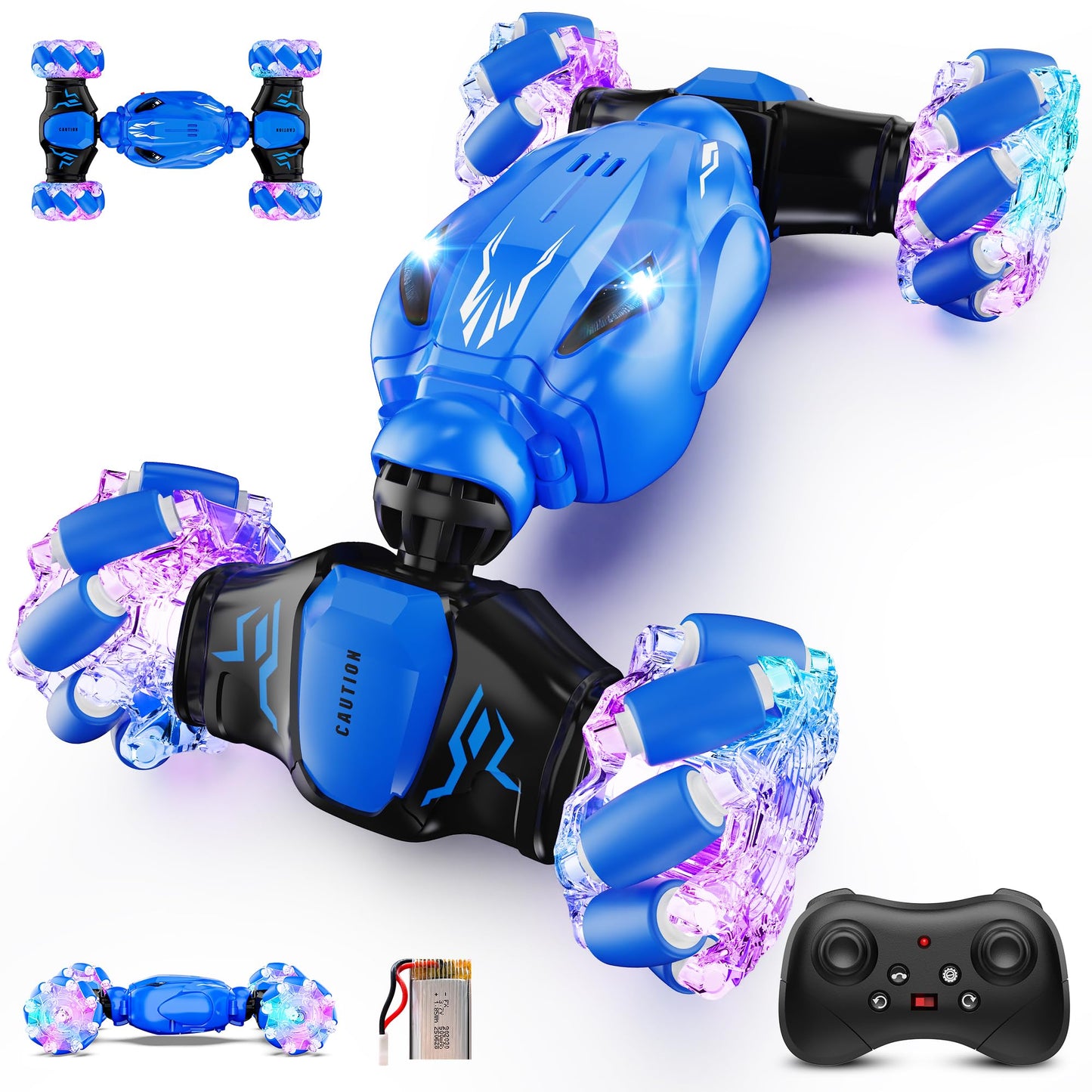 Wekoliy Remote Control Car For Boys 4-7 2.4Ghz 4Wd Rc Car 360 Rotate Transform Drift With Lights,All Terrains Rc Stunt Car Toys