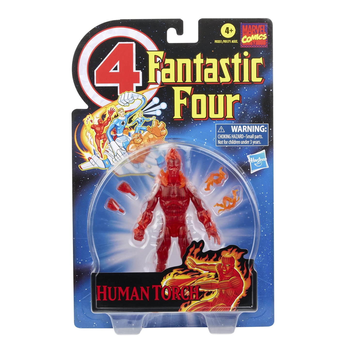 Marvel Hasbro Legends Series Retro Fantastic Four The Human Torch 6-Inch Action Figure Toy, Includes 5 Accessories