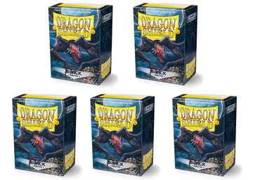 5 Packs Dragon Shield Matte Black Standard Size 100 Ct Card Sleeves Value Bundle!