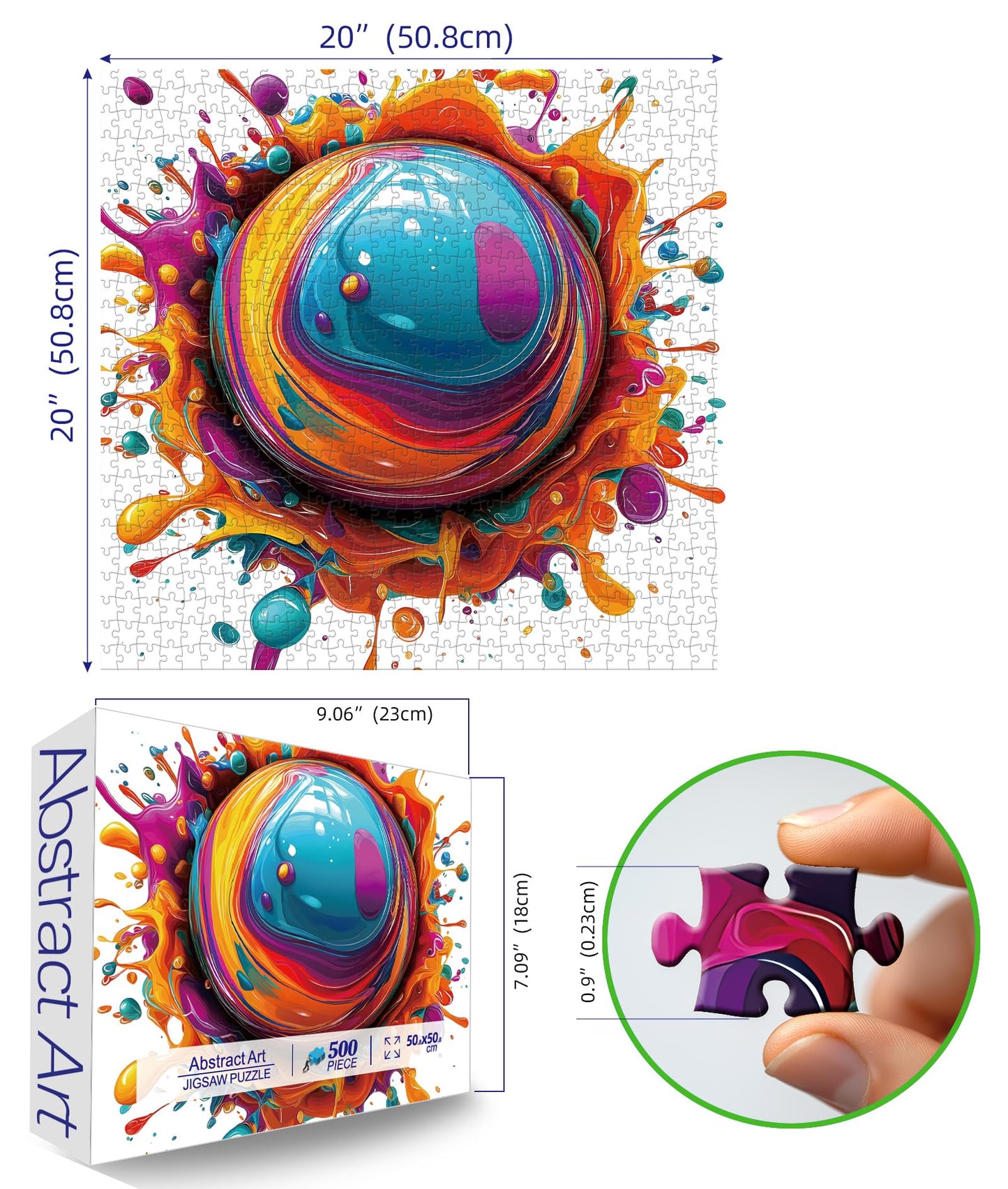 Miniwan 500 Piece Abstract Art Jigsaw Puzzle - Gradient Color Modern Design, Challenging Unique Puzzle For Adults, 20X20 Inch