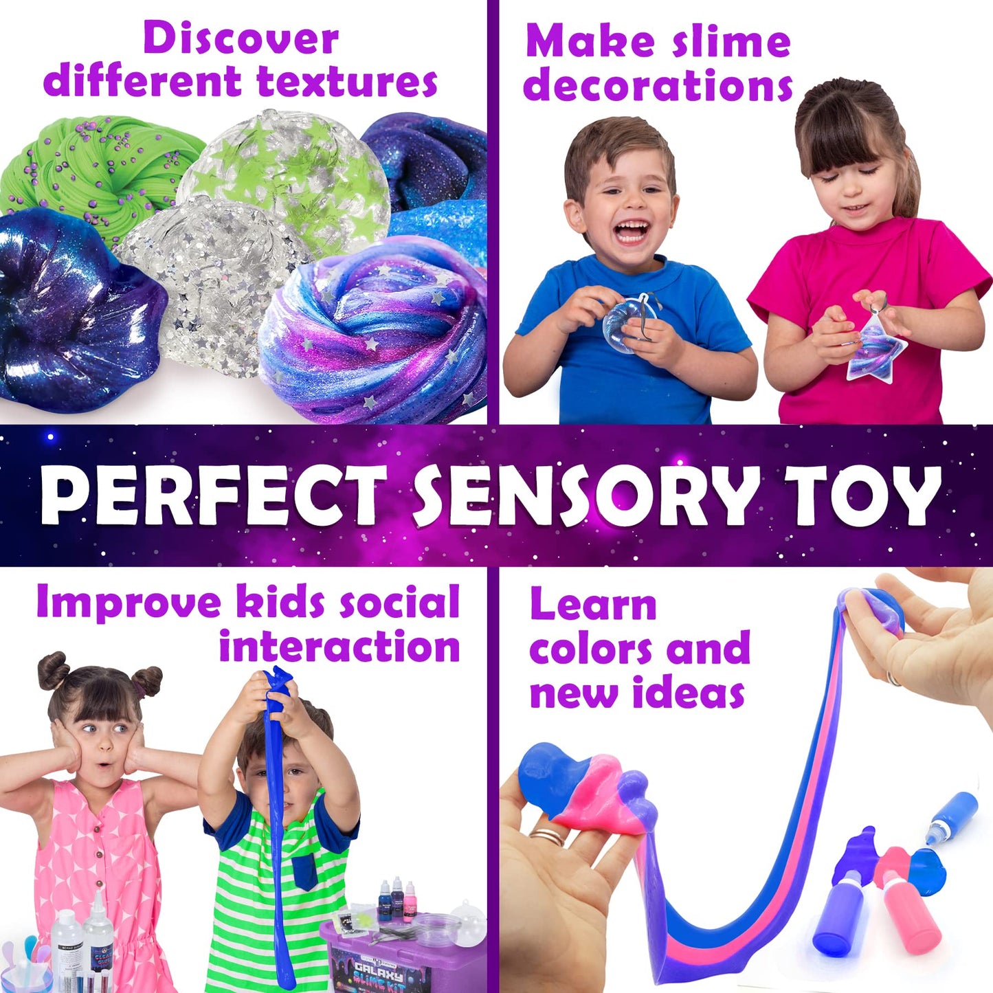 Original Stationery Galaxy Slime Kit - Glow in The Dark Stickers & Glitter Powder - Fun Slime Maker Set for Girls 8-12, Model OSGSK-0173