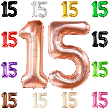 Giant, Rose Gold 15 Balloons Number - 40 Inch | Jumbo Rose Gold Number 15 Balloons For Happy 15Th Birthday Decorations For Girls | 15 Decorations For Quinceanera Decorations | 15 Birthday Balloons