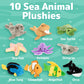 PREXTEX 10 Piece Plush Soft Stuffed Sea Animals - Small Stuffed Animals Bulk - Playset Plush Assortment  Turtle  Stingray  Nemo Fish  Killer Whale and More - Bulk Stuffed Animals