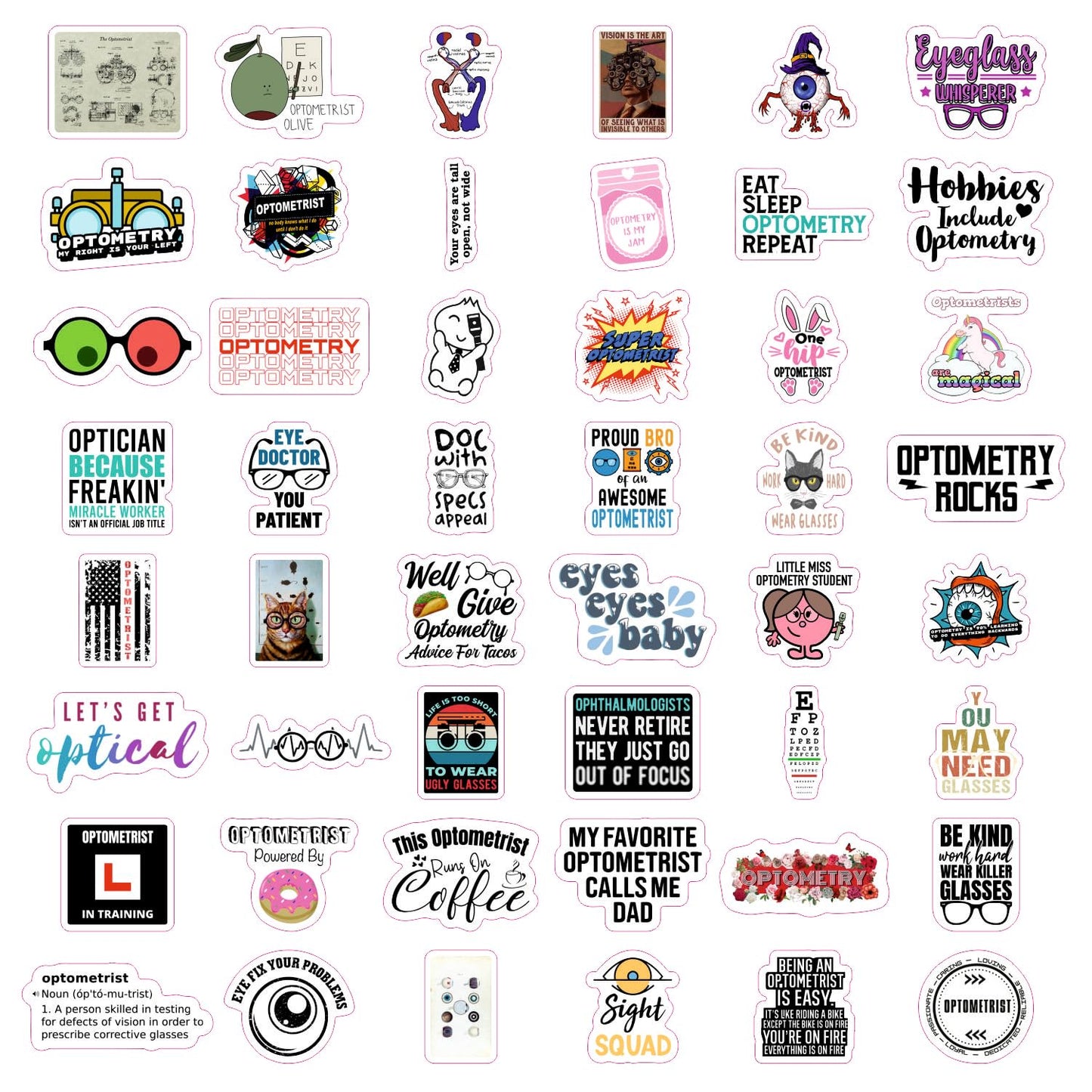 Bulbacraft 100Pcs Funny Eye Doctor Stickers, Optometrist Stickers, Funny Optometry Gifts For Women, Ophthalmology Gifts, Eye Doc
