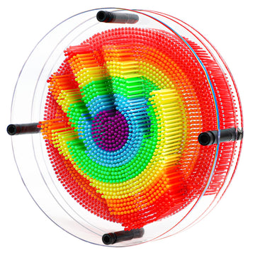 3D Pin Art Toy, Pin Art Sensory Toy For Kids, Large Pin Art Board Size 6.5 X 6.5 Inches, Pin Impression Toy For 3 4 5 6 7 8 9 10+ Year Old Boys Girls, Round Pin Art Fidget Toys For Children (Rainbow)