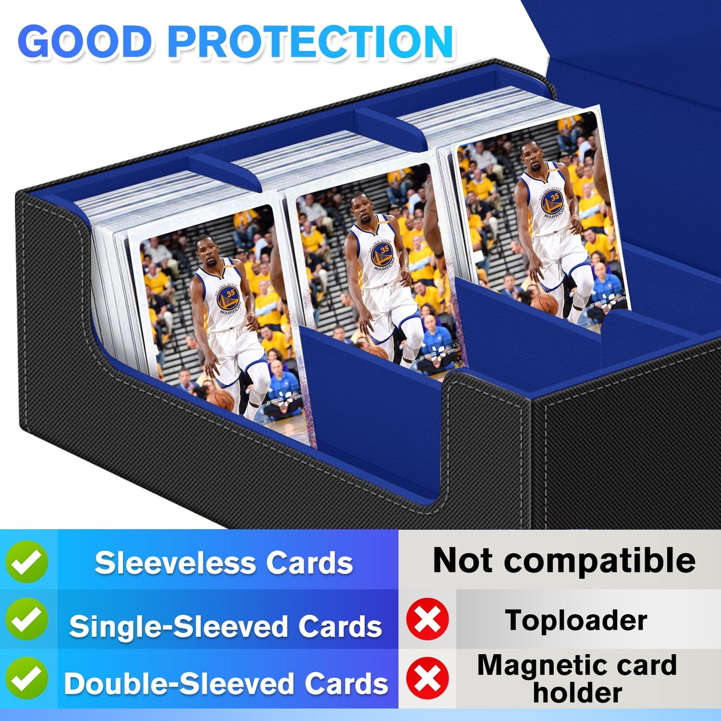 WUTONMU Trading Card Storage Box for MTG, 1800+ PU Leather Deck Box, Magnetic Closure Case Organizer Fits Game Sports Cards