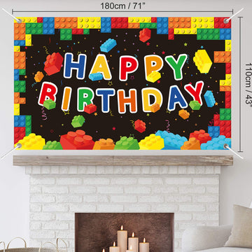 Building Blocks Party Decorations Colorful Blocks Birthday Backdrop Photography Children Kids Building Blocks Theme Party Suppli