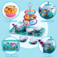 JOYIN 35Pcs Mermaid Tea Party Set for Little Girls, Pretend Tin Teapot Set, Princess Tea Time Play Kitchen Toy with Dessert, Dou