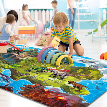 Oriate Kids Toy Dream Mat Monster Truck Activity Playmat, Multi Color Parent-Child Interaction Game Rug, Ideal Children'S Educational Floor Mats For Monster Cars Construction Truck Toys 552-M