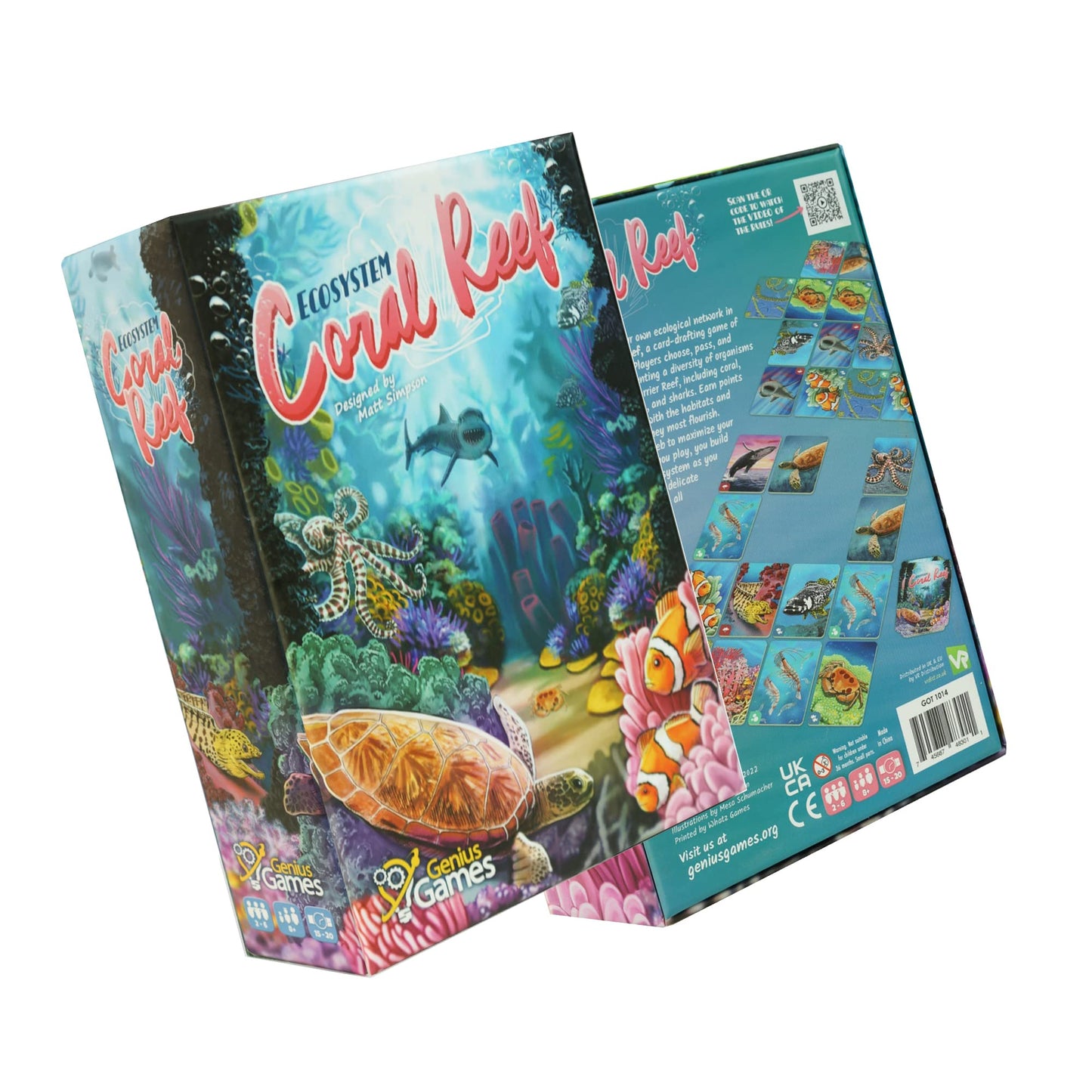 Genius Games Ecosystem: Coral Reef - A Mensa Recommended Family Card Game About Aquatic Animals, Their Habitats & Food Chain | A Light Educational Marine Biology Board Game For Kids And Families