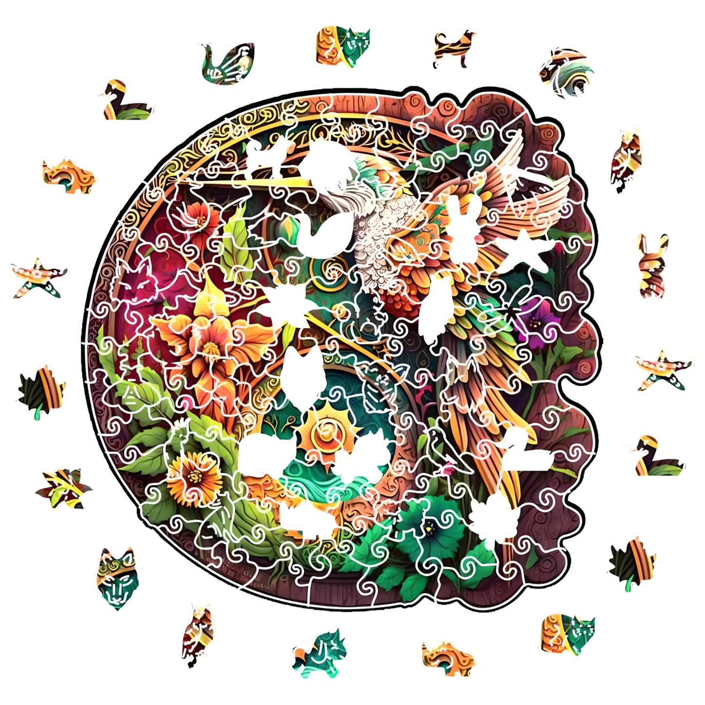 CRAFTHUB Wooden Puzzles for mature-themeds - Nectar Quest Hummingbird Puzzle - Wooden Jigsaw Puzzles  Animal Shaped  Family Games  mature-themed Kids Birthday Gifts  114 Piece  A4 Size  7.7x7.8