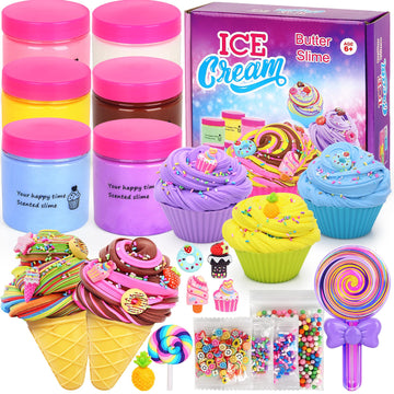 Elover Ice Cream Slime Kit For Girls And Boys Fluffy Diy Slime Toys Gifts Make Ice Cream Slimes 6 Color