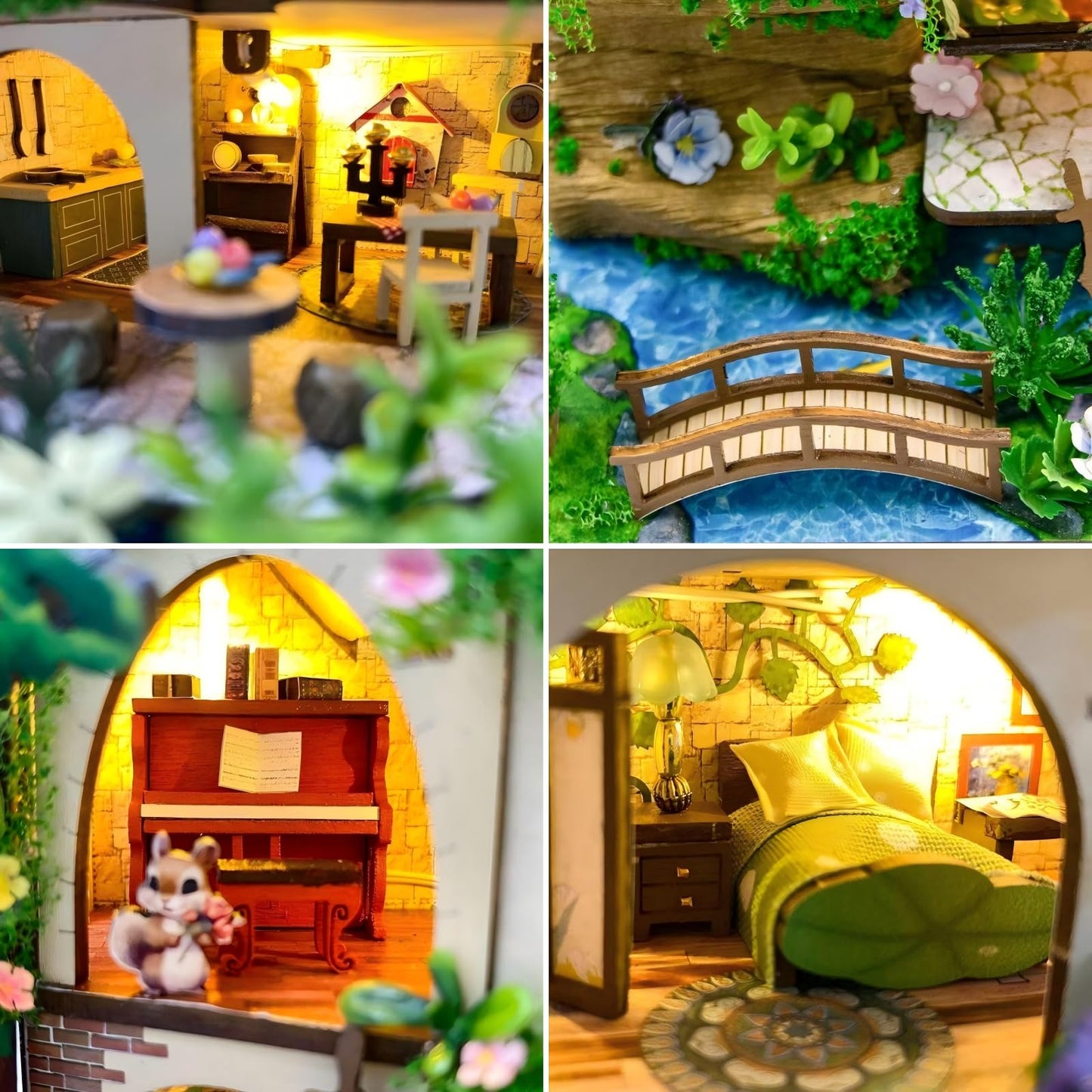 Yswood World Diy Miniature House Kit, Tiny House Kit With Furniture & Led, Diy Wooden Dollhouse Miniature Kit For Adults Teen, W