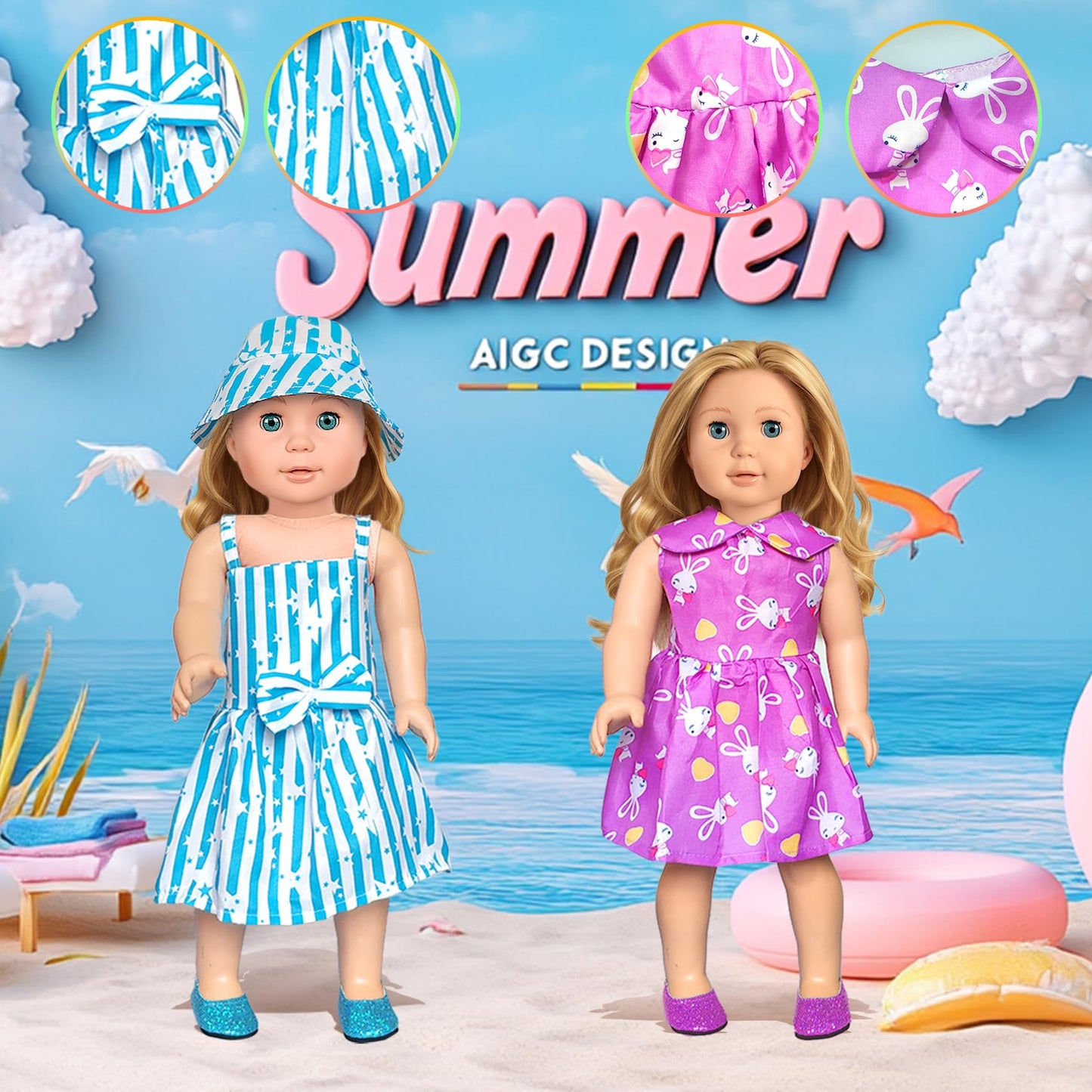 18 Inch Doll Clothes Accessories For Girl Doll Clothes(10 Set)