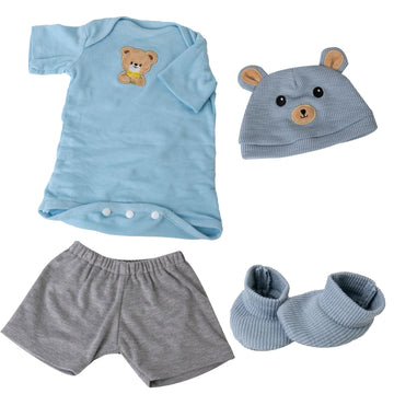 Ekokiz Reborn Baby Dolls Clothes For Boys And Girls 17-22 Inches Blue Bear Patterned Fashion Realistic Baby Doll Clothes Accesso