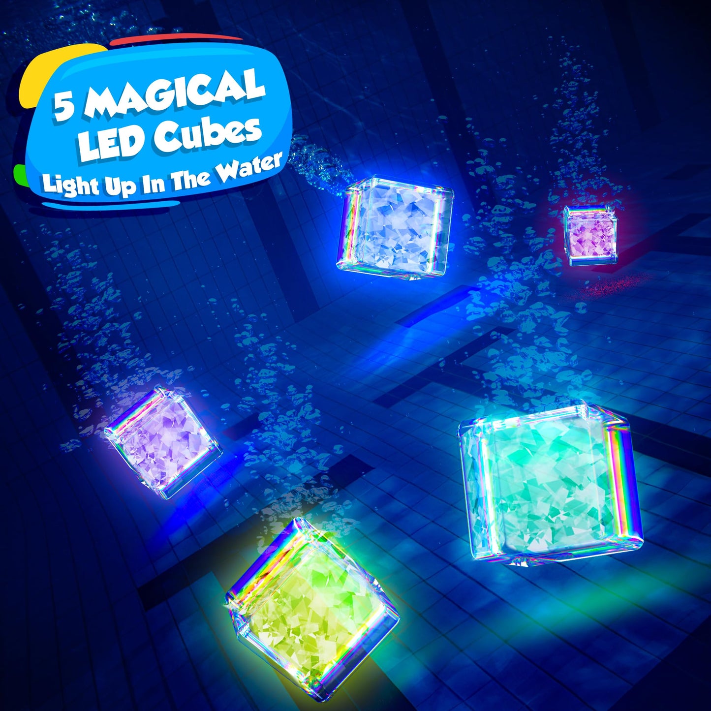 Joyx 35-Piece Diving Pool Toys Set For Kids Ages 4-12 - Includes Led Light Cubes, Goggles, Rings, Gems & Toypedo Bandits - Swim