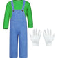 Mavoka Plumber Costume For Kids Shirt Overalls Glove Boys Halloween Party Cosplay 4-5T Green