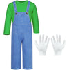 Mavoka Plumber Costume For Kids Shirt Overalls Glove Boys Halloween Party Cosplay 4-5T Green