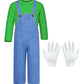 Mavoka Plumber Costume For Kids Shirt Overalls Glove Boys Halloween Party Cosplay 4-5T Green