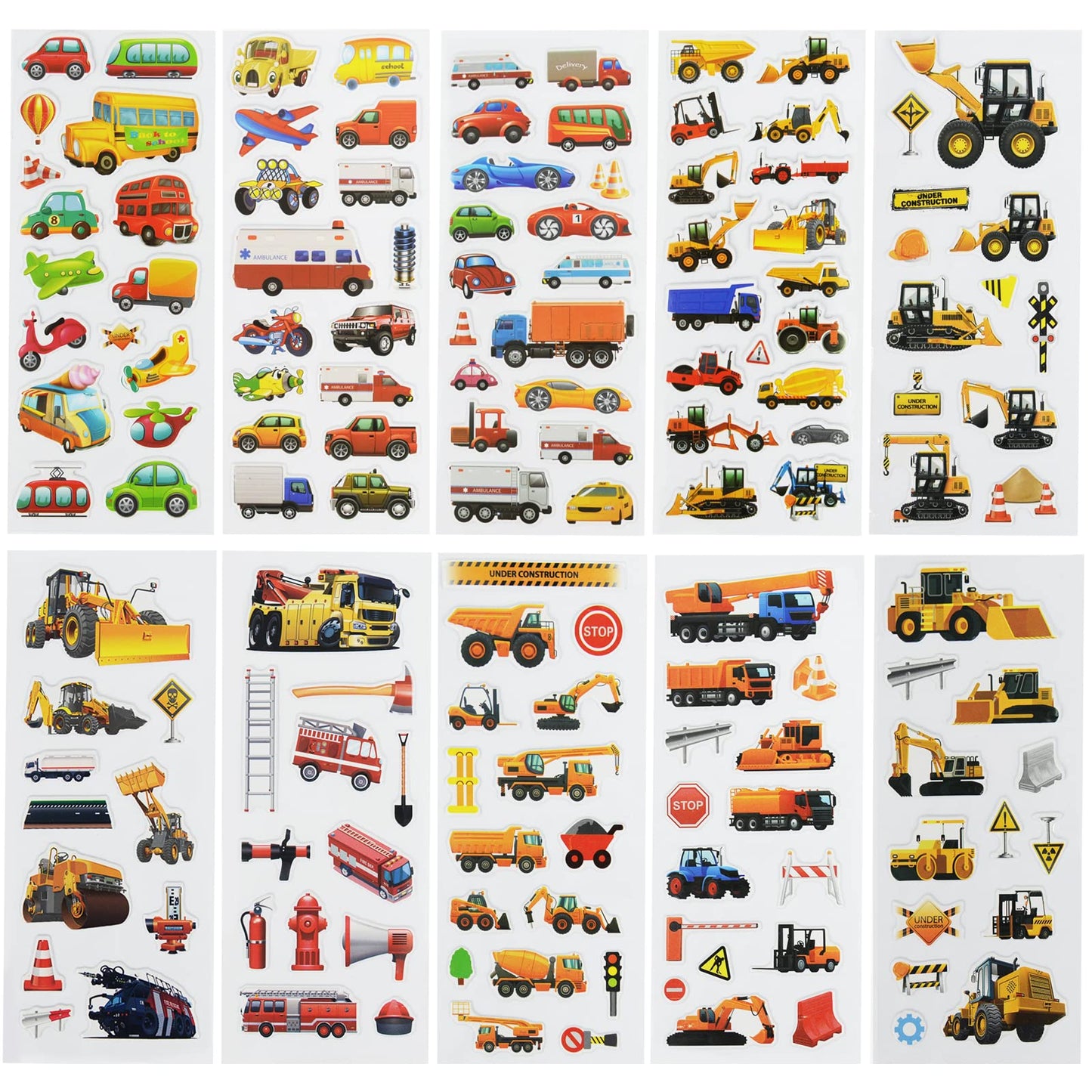 24 Sheets(400+) Car 3D Puffy Stickers For Toddlers Kids, Bulk Preschool Sticker Sheets For Reward, Craft, Scrapbooking
