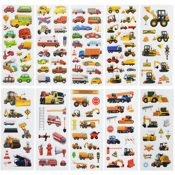 24 Sheets(400+) Car 3D Puffy Stickers For Toddlers Kids, Bulk Preschool Sticker Sheets For Reward, Craft, Scrapbooking