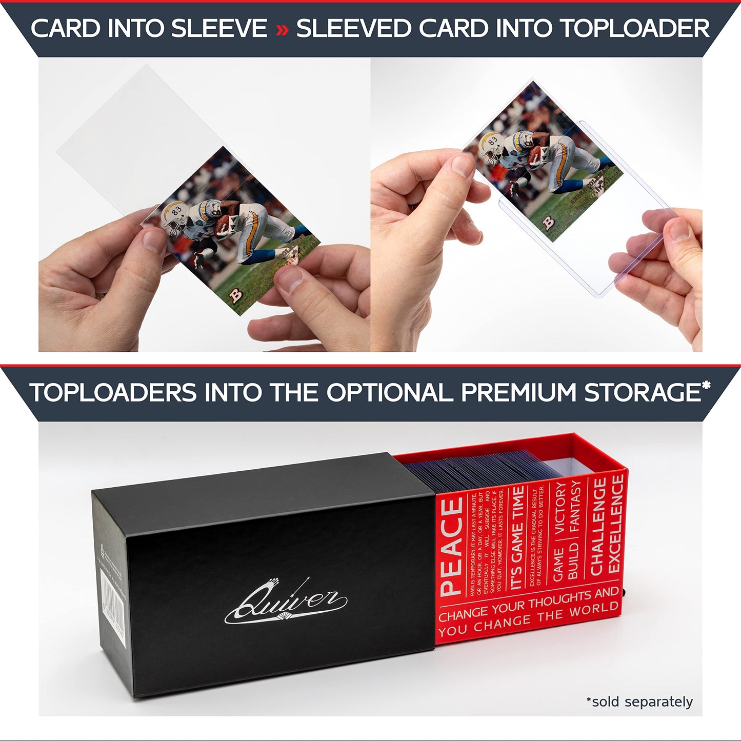 Quiver Time enhanced 3x4 Top Loaders for Cards - Durable 35pt Toploader Hard Plastic Card Sleeves for Sports Cards  Baseball Cards  Football Cards & Trading Cards (28 pcs +30 Penny Sleeves  Clear)