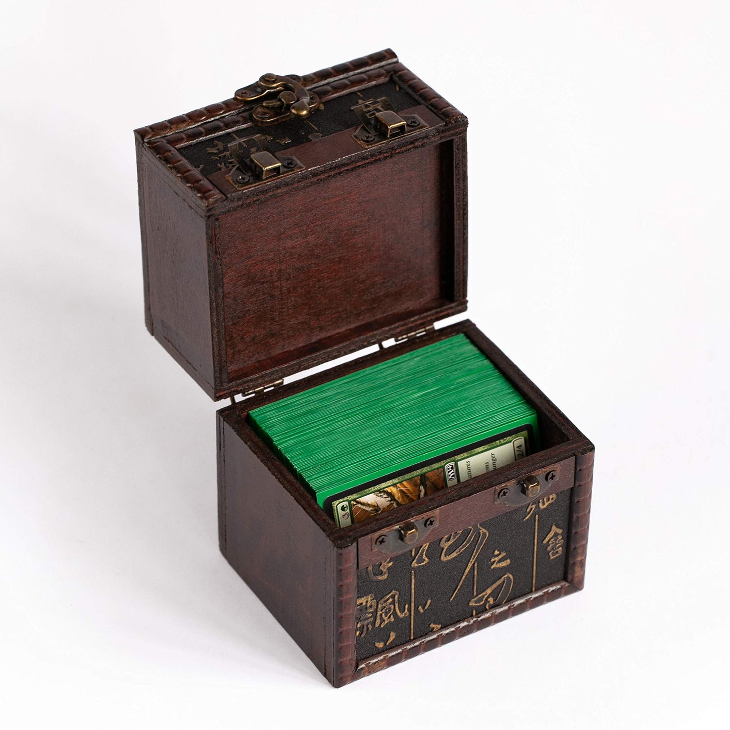 Kakapopotcg Elven Vault (Ancient Runes) Wood Deck And Counter Box Protector Sleeve Storage Trading Cards Tcg Mtg Magic Fab Ygo Edh Commander Box Fab Tcg Ptcg Dice Box