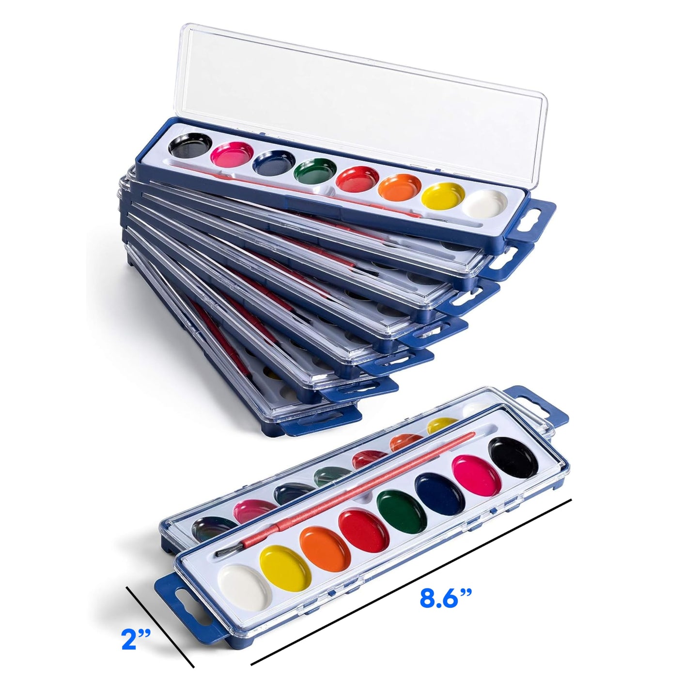 Neliblu Watercolor Paint Set - Pack of 36 Watercolor Palettes with 8 Washable Colors - Includes Paintbrushes - Art Supply Kit fo