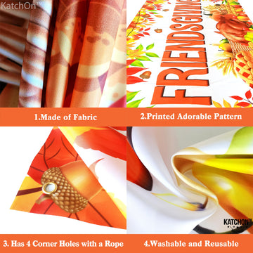 Katchon, Friendsgiving Backdrop - Xtralarge, 72X44 Inch | Friendsgiving Photo Backdrop For Friendsgiving Party Decorations | Happy Friendsgiving Banner For Happy Friendsgiving Decorations For Party