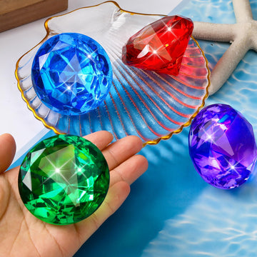 Marforever Extra Big Diving Gems, 60Mm Extra Large Diamond Pool Toys Huge Colorful Acrylic Diamond Gems Pirate Treasure Diving G