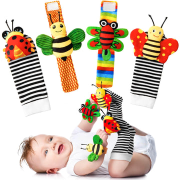 Baby Rattles 0-6 Months: Baby Toys 0-6 Months Baby Gifts For Boys Girl Infant Toys Baby Wrist Rattles Socks & Foot Finder Set Ba